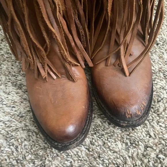 Freebird By Steven Ranger Distressed Fringe Leather Boots Brown size 7 - Picture 4 of 10